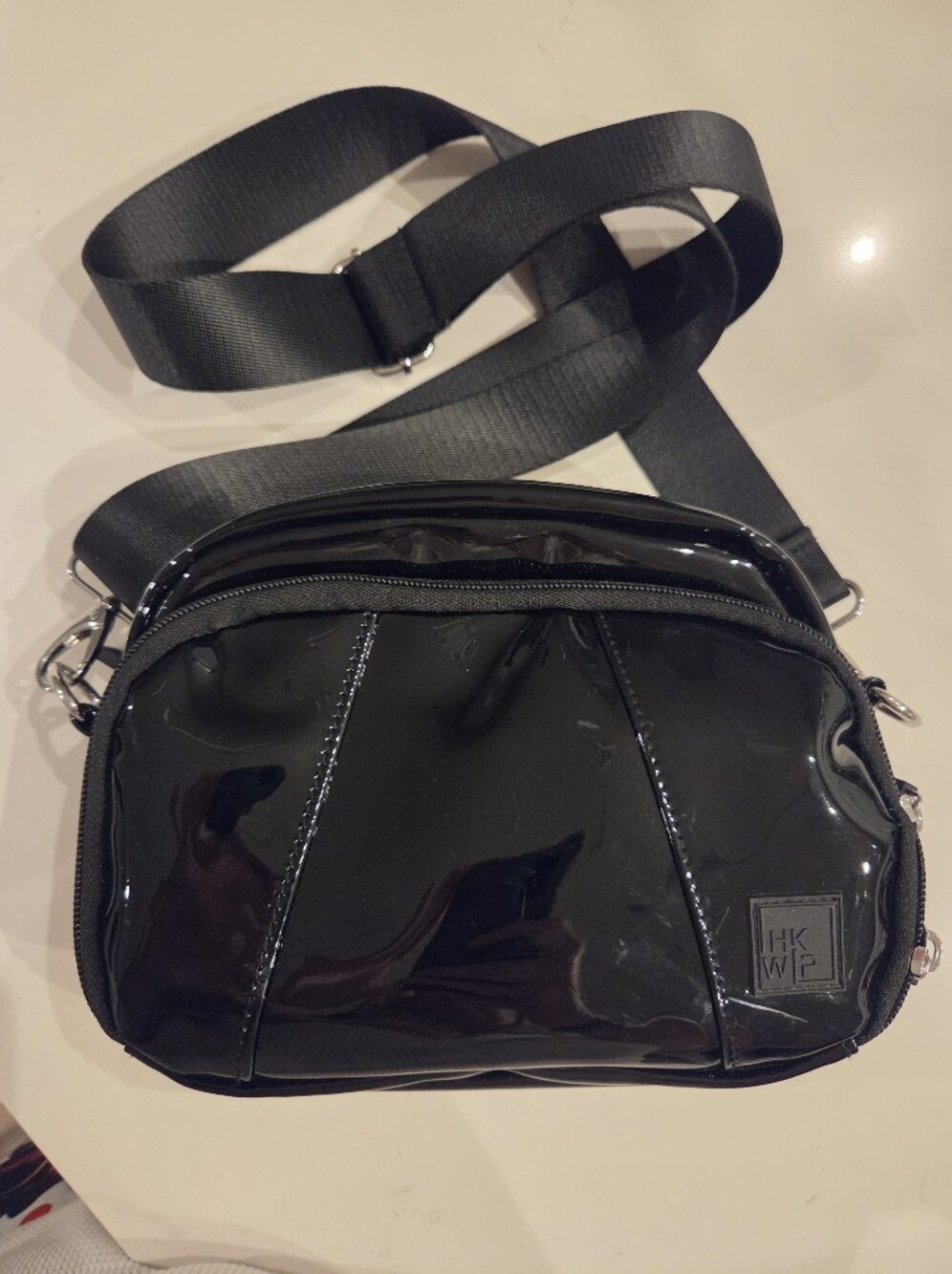 IHKWIP Black Patent Crossbody Bag